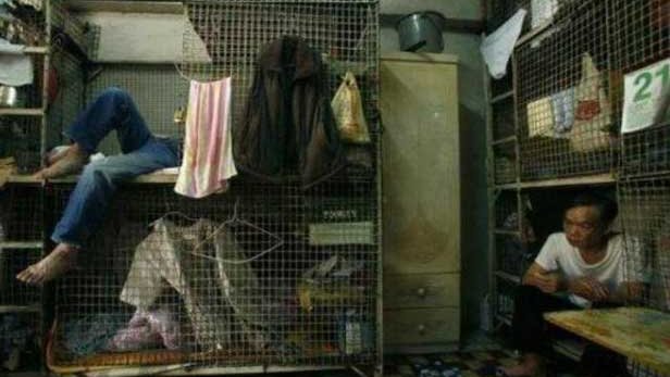 Los pobres viven en jaulas en Hong Kong