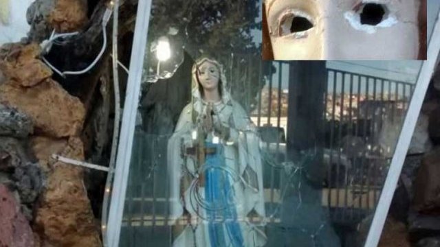 Dañan y sacan los ojos a imagen de Nuestra Señora de Lourdes