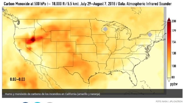 El humo y el monóxido de carbono de los incendios en California llega hasta la Costa Este